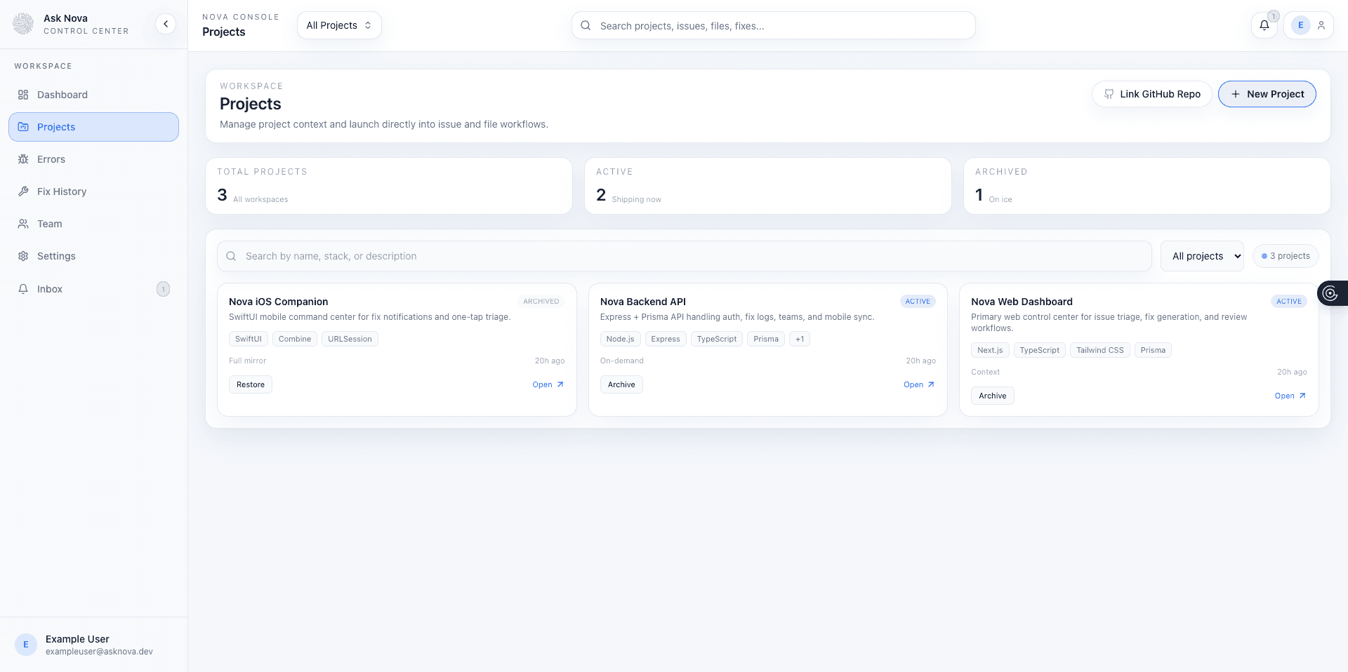 Projects confidence view preview